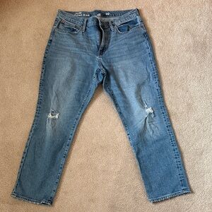 J. Crew Light Blue Denim with Tan Leather Patch